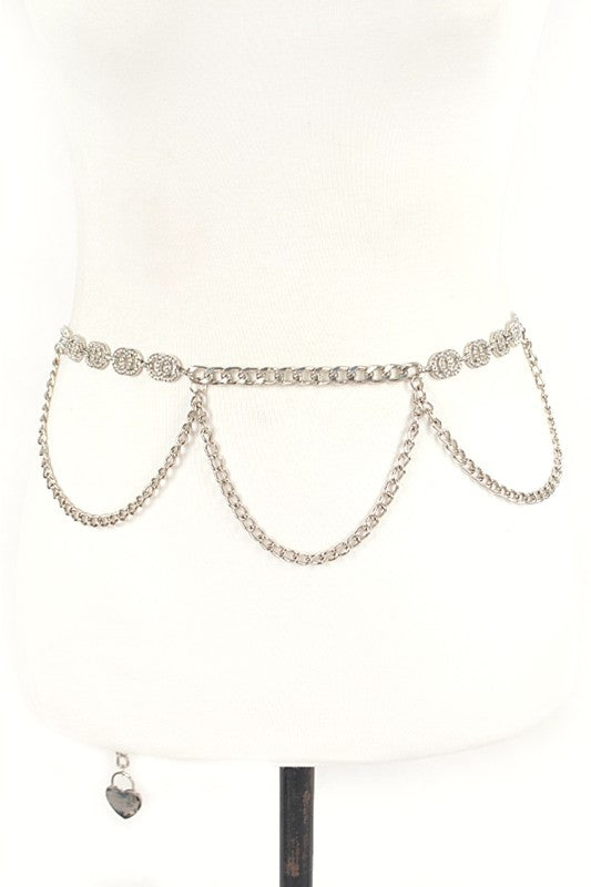 Iconic Rhinestone Layered Chain Belt Artini Accessories