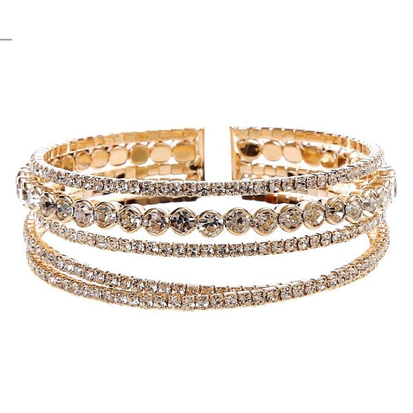 4 LInes CZ Crystal Circle LIne Bracelet Diacly
