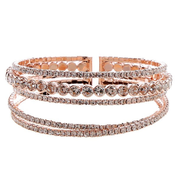 4 LInes CZ Crystal Circle LIne Bracelet Diacly