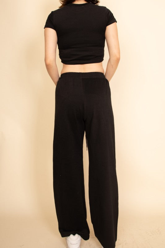 Relaxed Fit Top and Wide-Leg Pants Set Capella