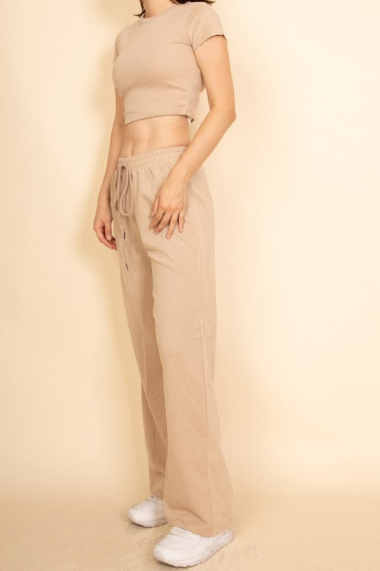 Relaxed Fit Top and Wide-Leg Pants Set Capella