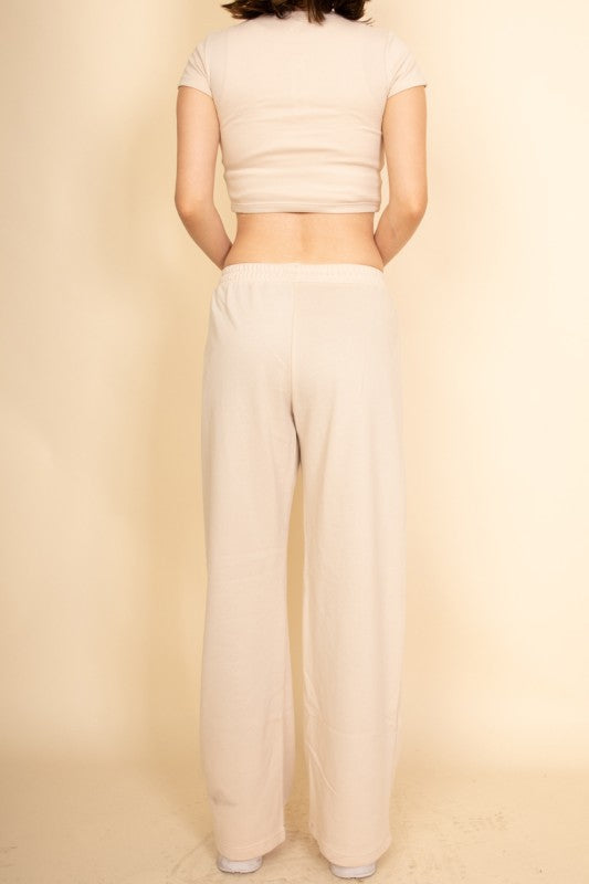 Relaxed Fit Top and Wide-Leg Pants Set Capella