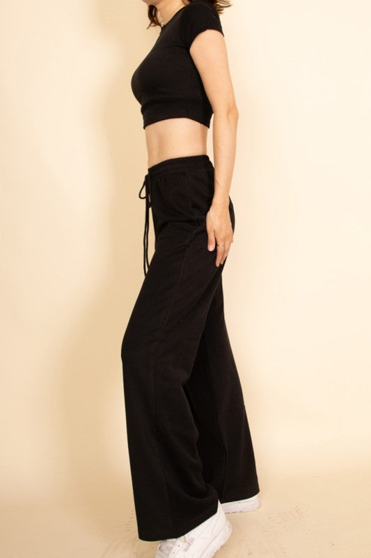 Relaxed Fit Top and Wide-Leg Pants Set Capella