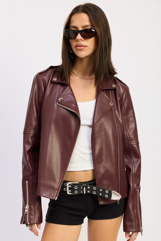 LEATHER BIKER JACKET 