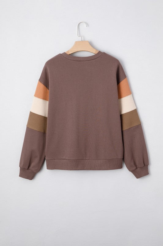 Cotton Colorblock Drop  Pullover Sweatshirt EG fashion