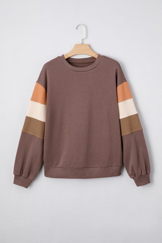 Cotton Colorblock Drop  Pullover Sweatshirt EG fashion