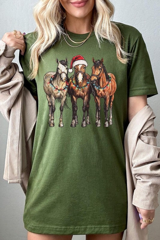 Christmas Horses Graphic Tee Color Bear