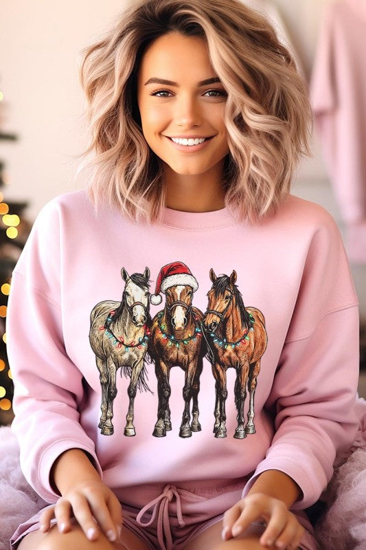 Christmas Horses Graphic Sweatshirt Color Bear