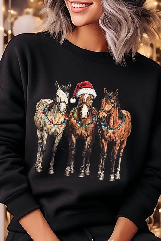 Christmas Horses Graphic Sweatshirt Color Bear