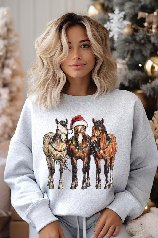 Christmas Horses Graphic Sweatshirt Color Bear