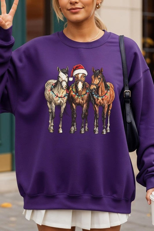 Christmas Horses Graphic Sweatshirt Color Bear