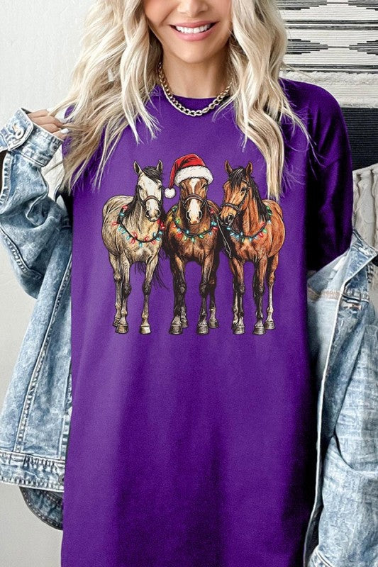 Christmas Horses Graphic Heavy Cotton Tee Color Bear