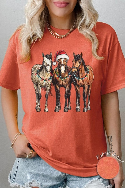 Christmas Horses Graphic Heavy Cotton Tee Color Bear