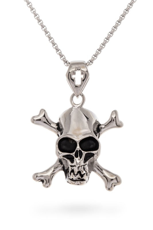 Unisex Stainless Steel Skull Pendant Necklace LA Jewelry Plaza