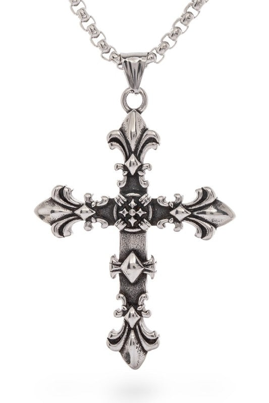 Stainless Steel Unisex Cross Pendant Necklace LA Jewelry Plaza