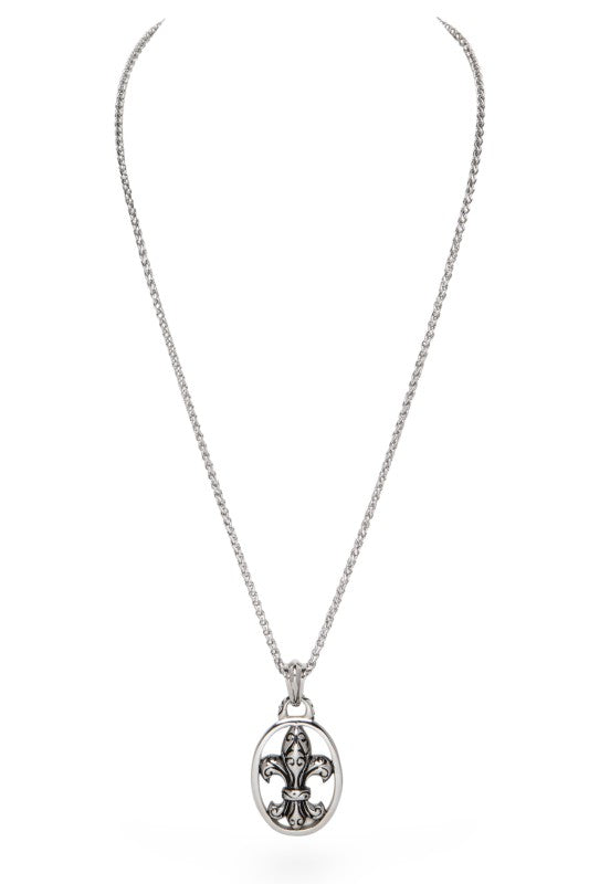 Stainless Steel Fleur De Lis Pendant Necklace LA Jewelry Plaza