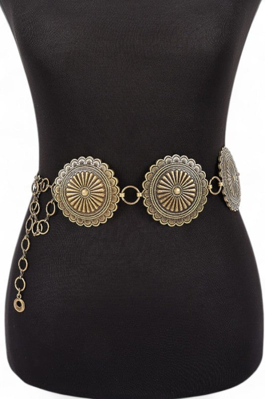 Oversize Western Concho Station Fashion Chain Belt 