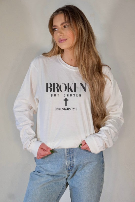 Broken But Chosen Long Sleeve Graphic Top Ocean and 7th