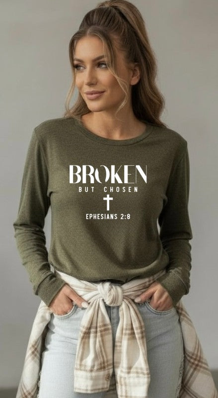 Broken But Chosen Long Sleeve Graphic Top Ocean and 7th