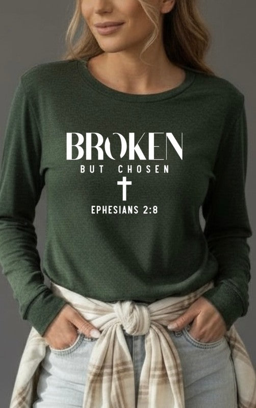 Broken But Chosen Long Sleeve Graphic Top Ocean and 7th