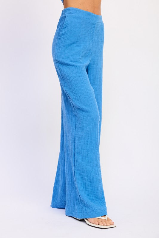 DOUBLE GAUZE HIGH WAIST PALAZZO PANTS Emory Park
