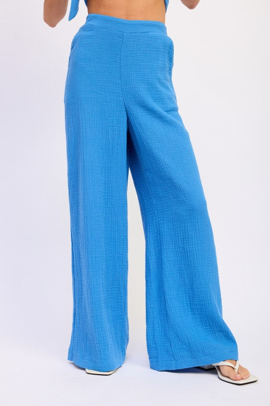 DOUBLE GAUZE HIGH WAIST PALAZZO PANTS Emory Park