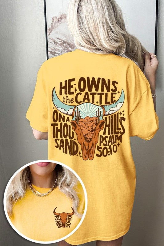 He Owns the Cattle Graphic Heavy Cotton Tee Color Bear