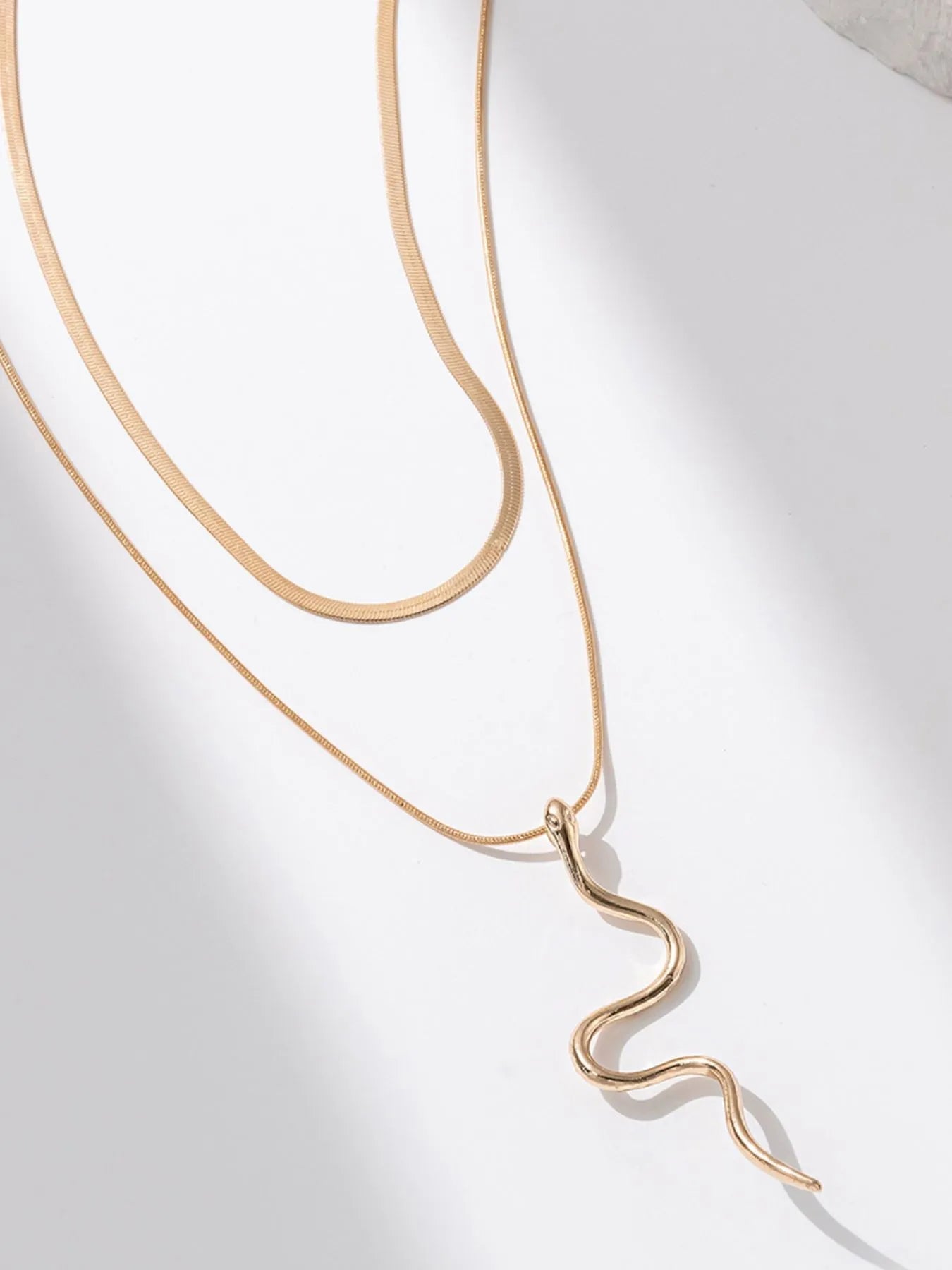 18K Gold-Plated Layered Snake Pendant Necklace 