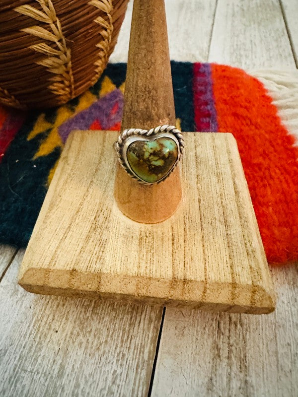 Navajo Sterling Silver & Turquoise Adjustable Hear 