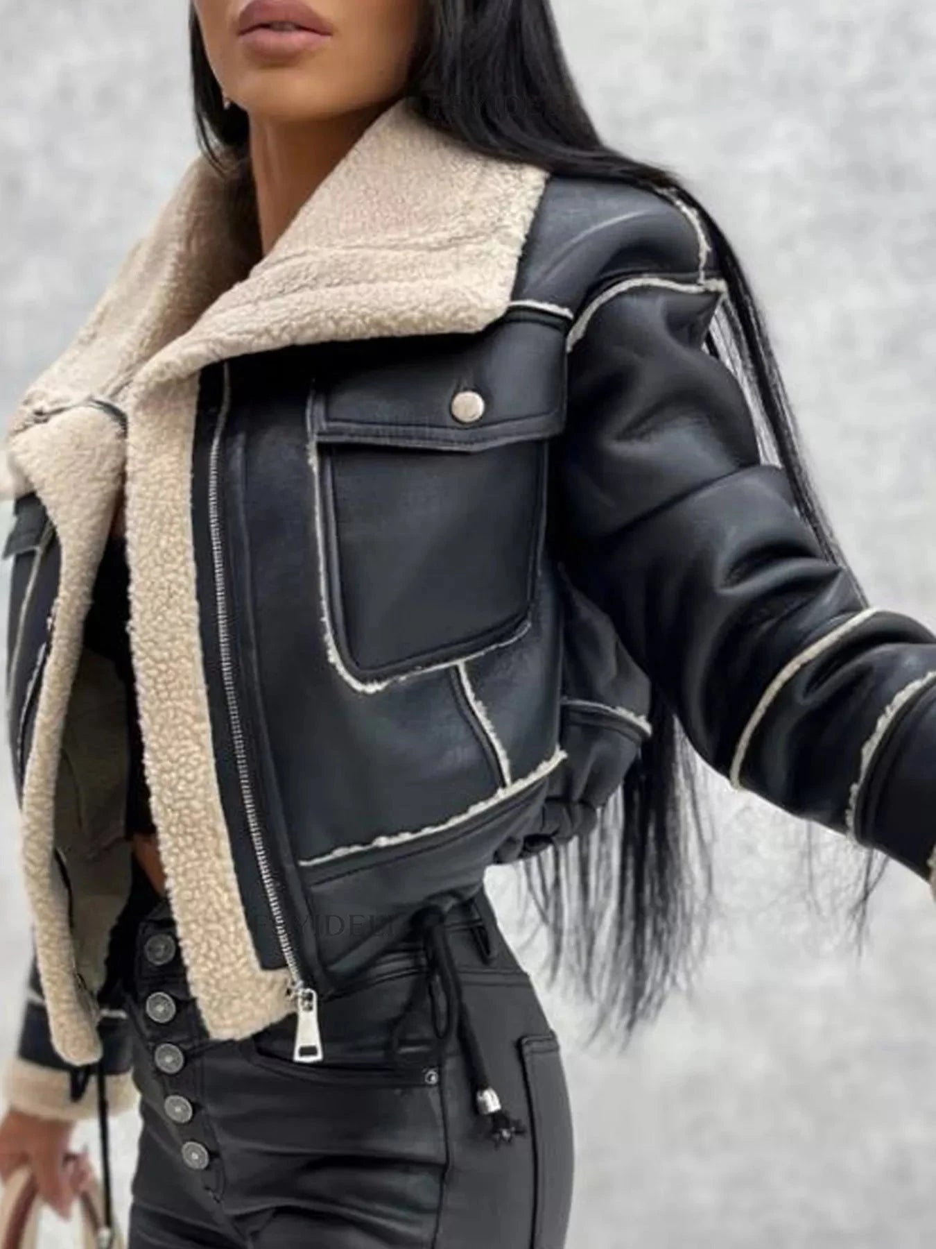 Sherpa Trim Cropped Jacket 