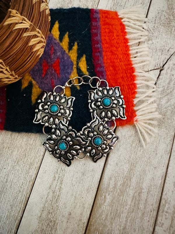 Navajo Turquoise & Sterling Silver Concho Link