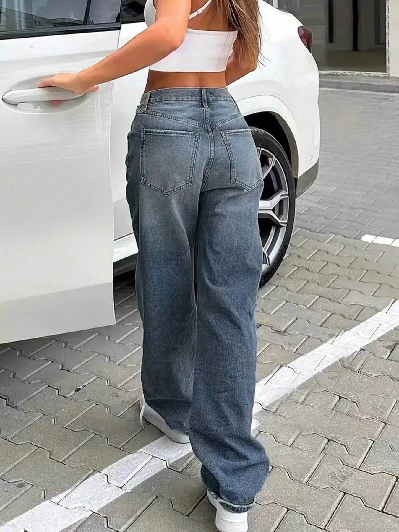 Washed Wide Leg Jeans 