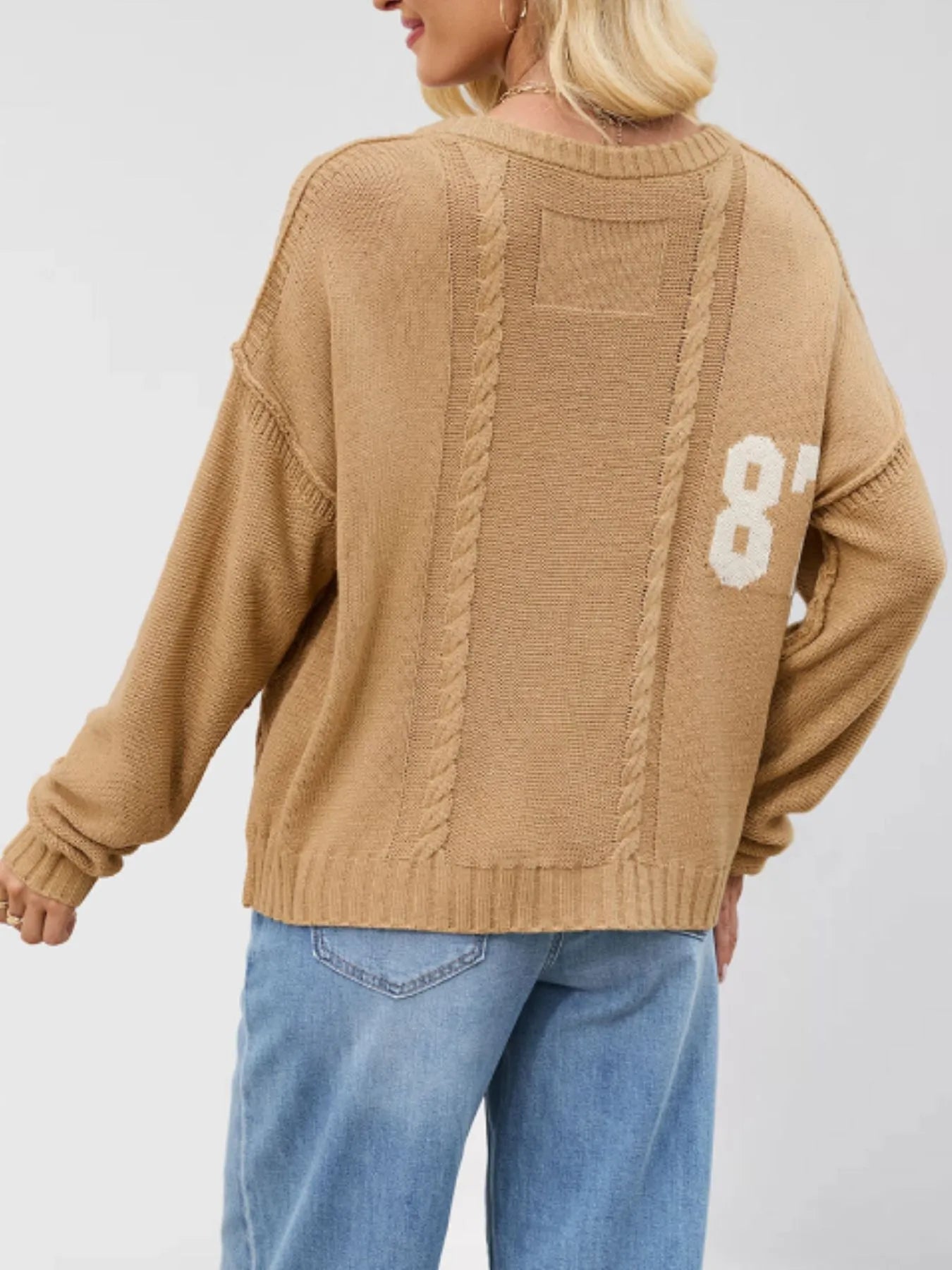 Number 81 Oversized Cable Knit Sweater 