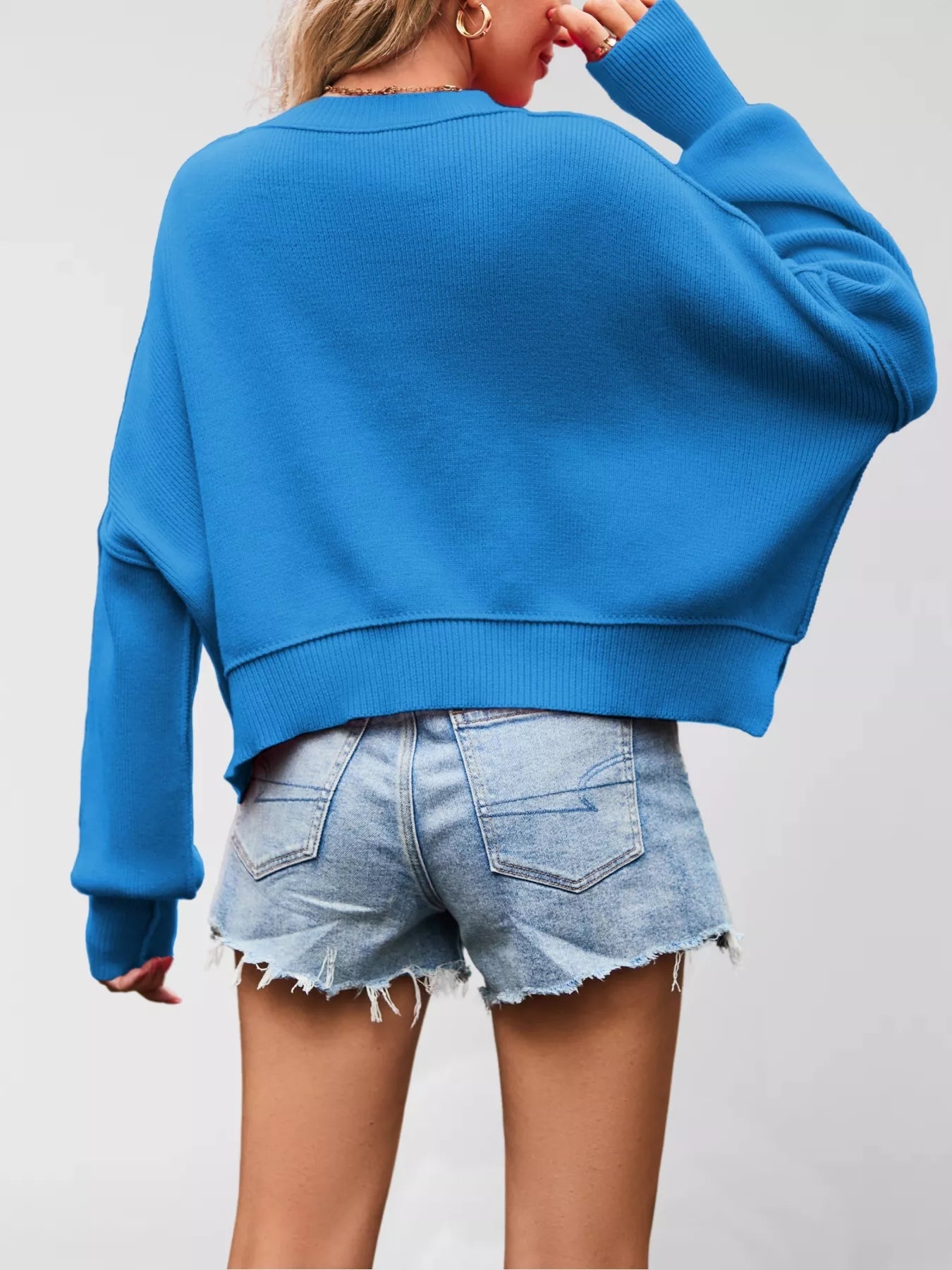 Round Neck Dropped Shoulder Sweater