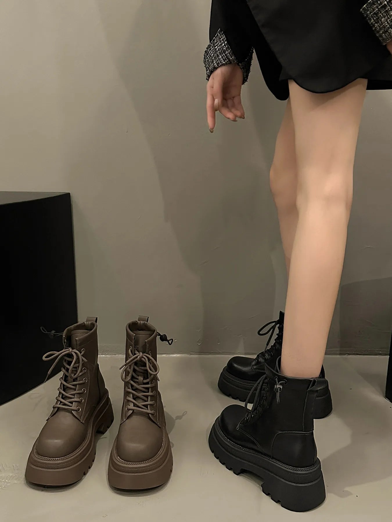 Lace Up Platform Boots 