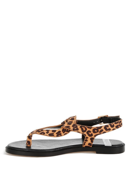 Venusa Leopard Print Buckled Flats 