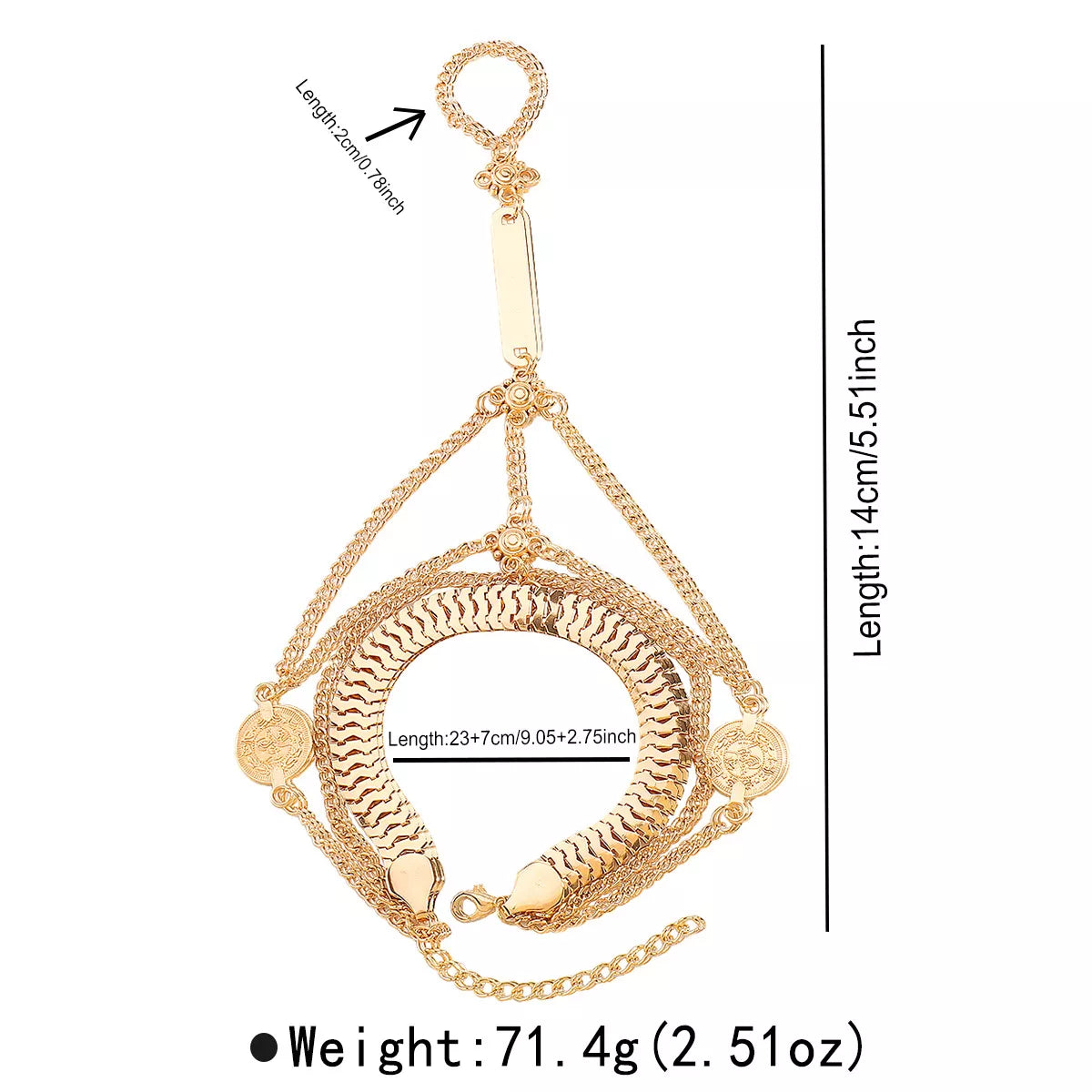 Multi Layered Chain Bracelet with Finger Ring Trendsi