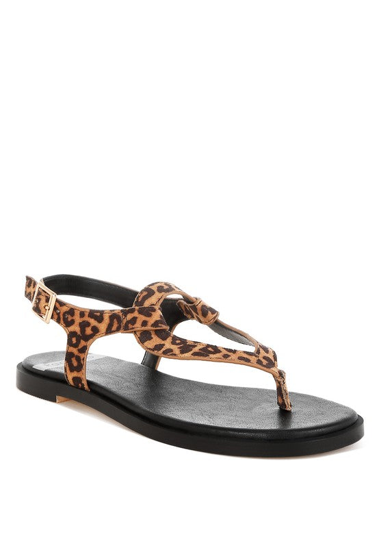 Venusa Leopard Print Buckled Flats 