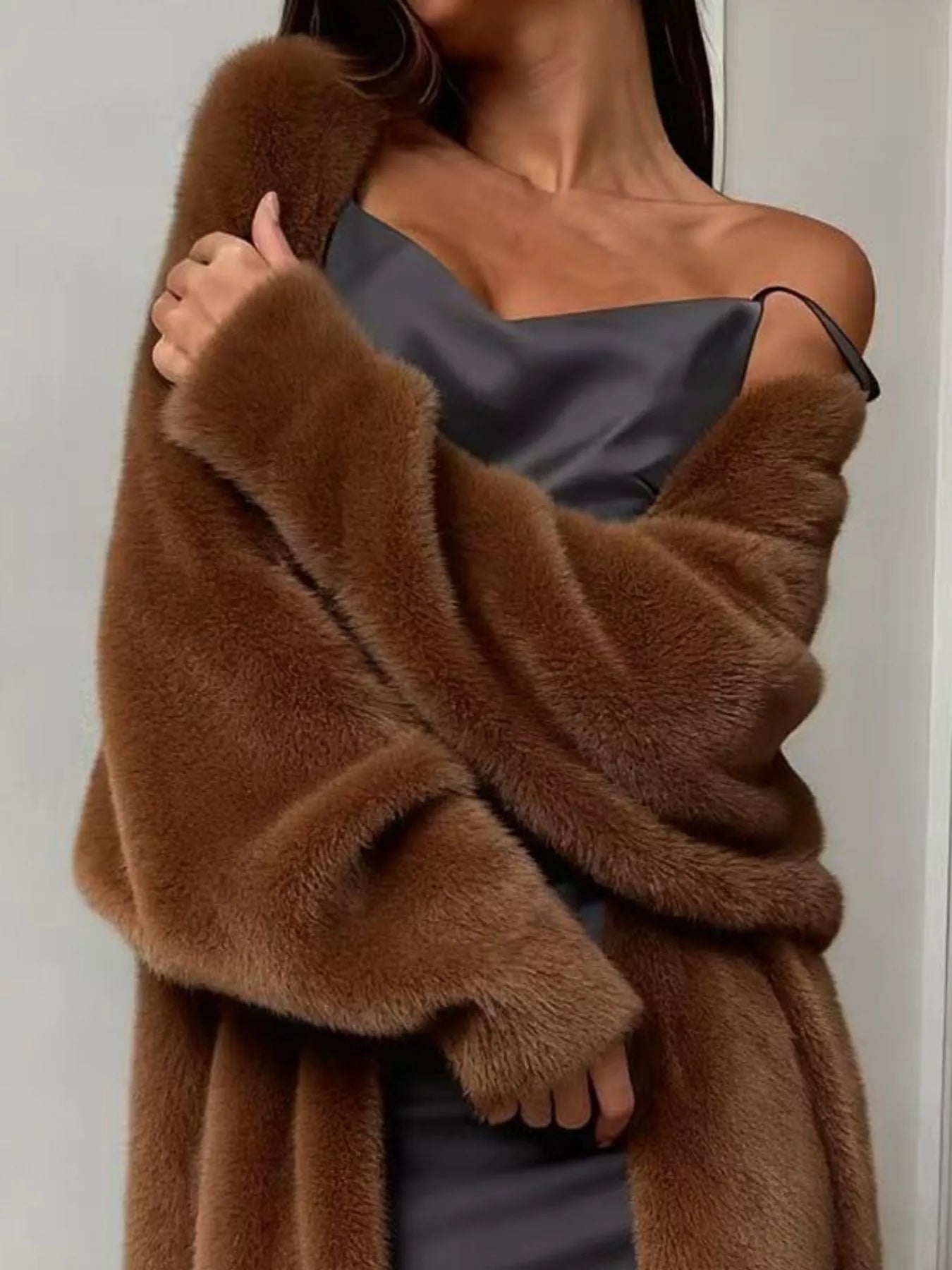 Fuzzy Open Front Longline Cardigan 