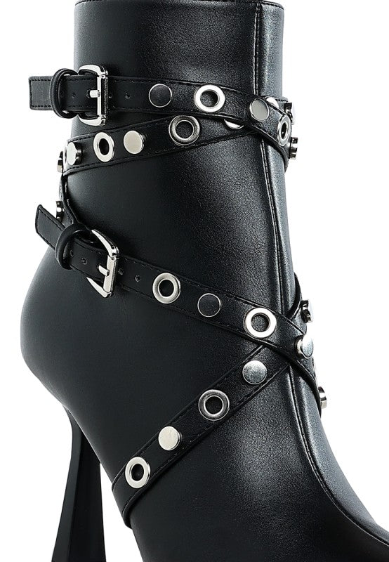Jacinta Slim Flared Heel Strappy Boots 