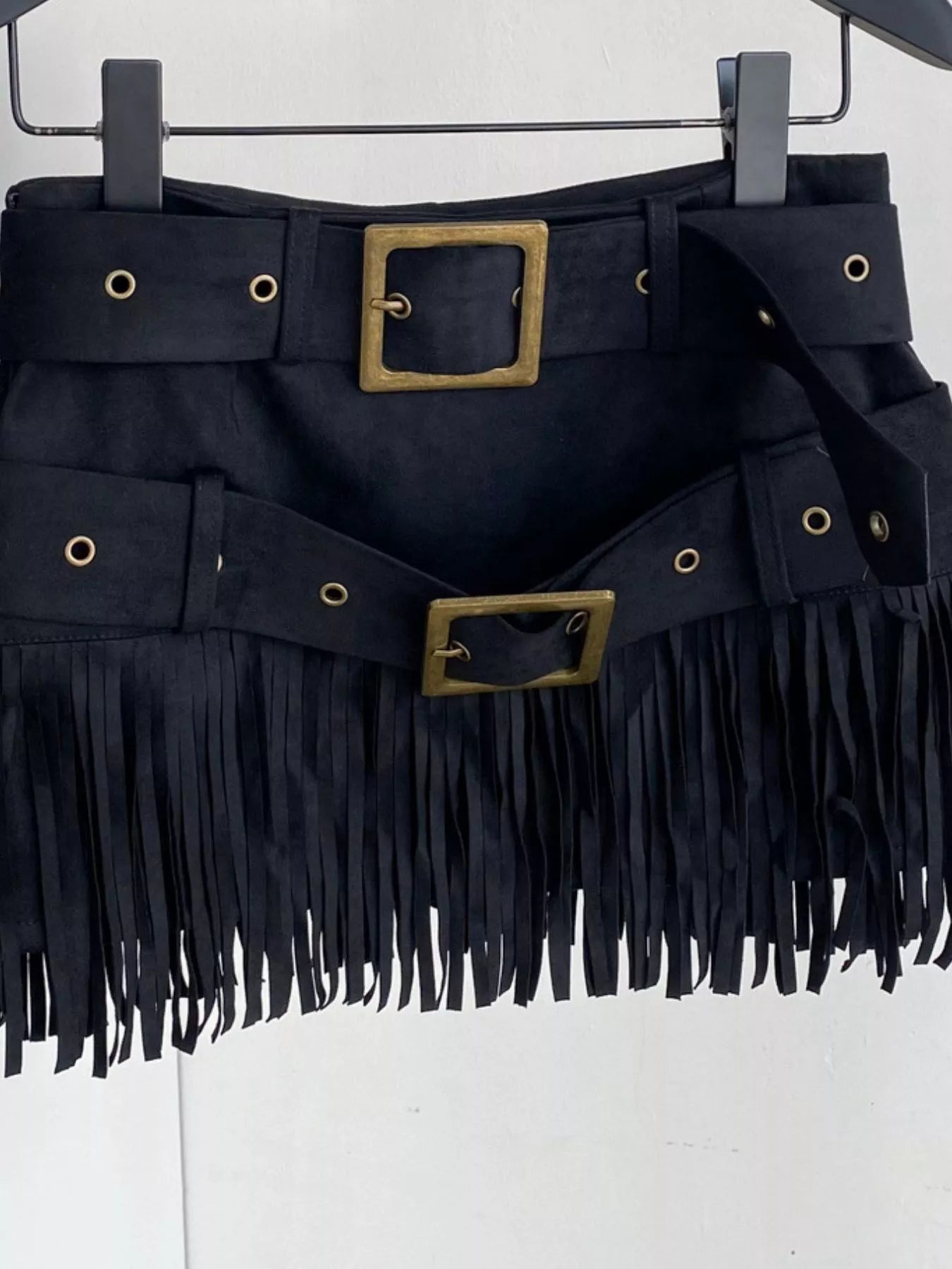 Fringe Belted Mini Skirt Luckygirlsclothingcompany.com