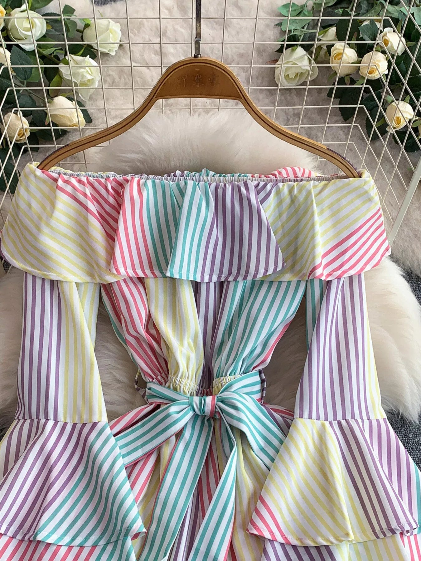 Off-Shoulder Flounce Sleeve Romper Trendsi