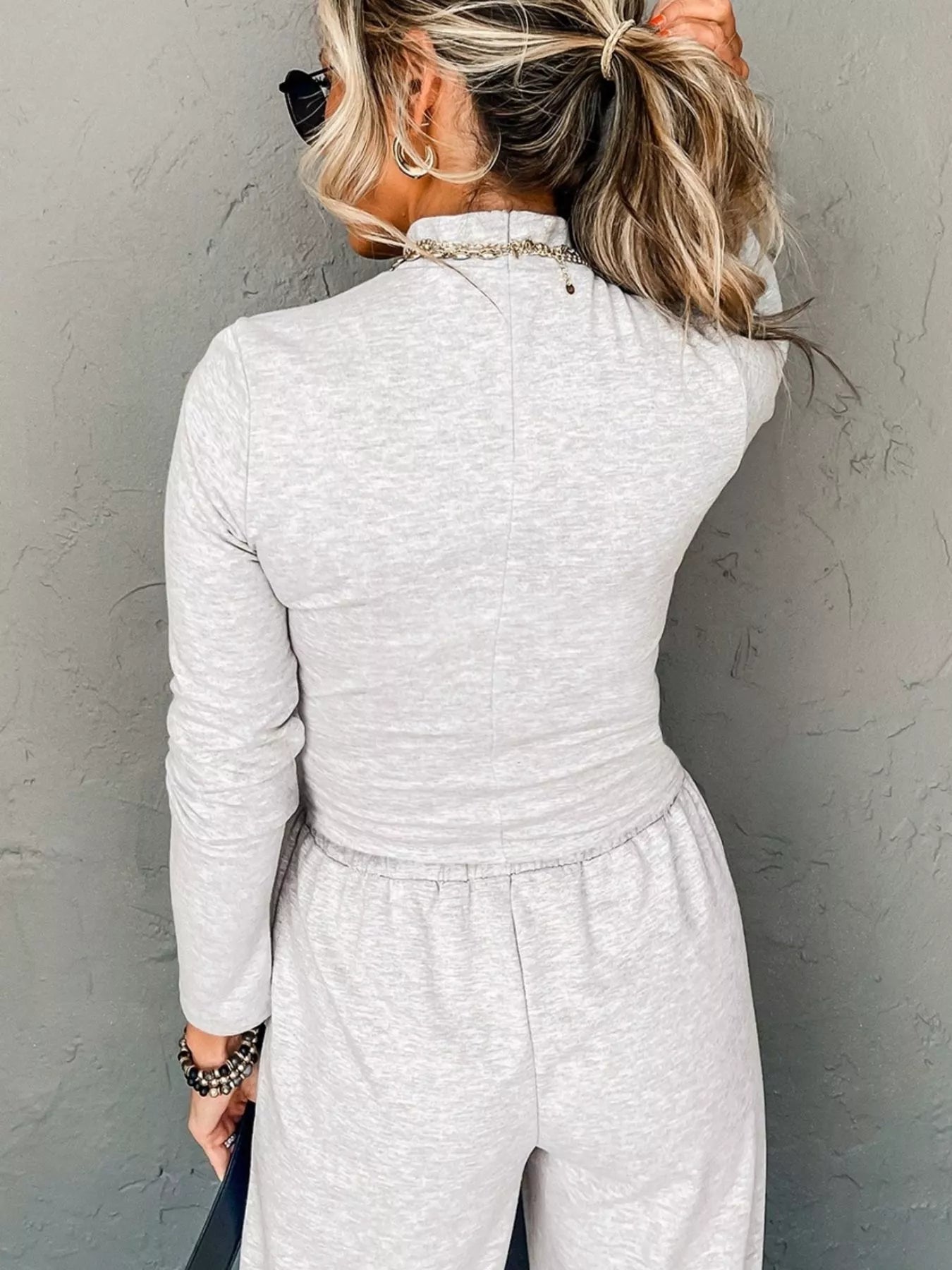 Turtleneck Long Sleeve Top and Pants Set 