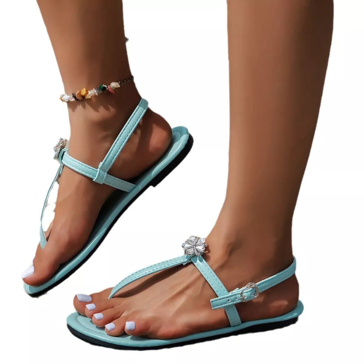 Floral Embellished Thong Sandals 