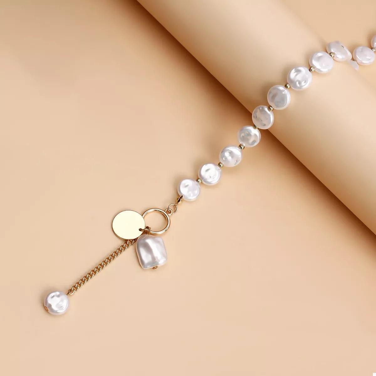 18K Gold-Plated Pearl Drop Necklace 