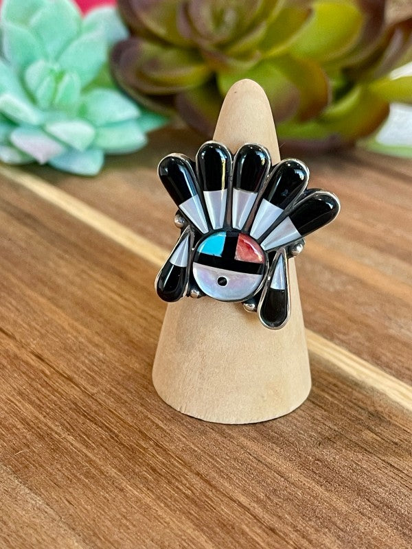 Handmade Multi Stone Southwestern Sunface 