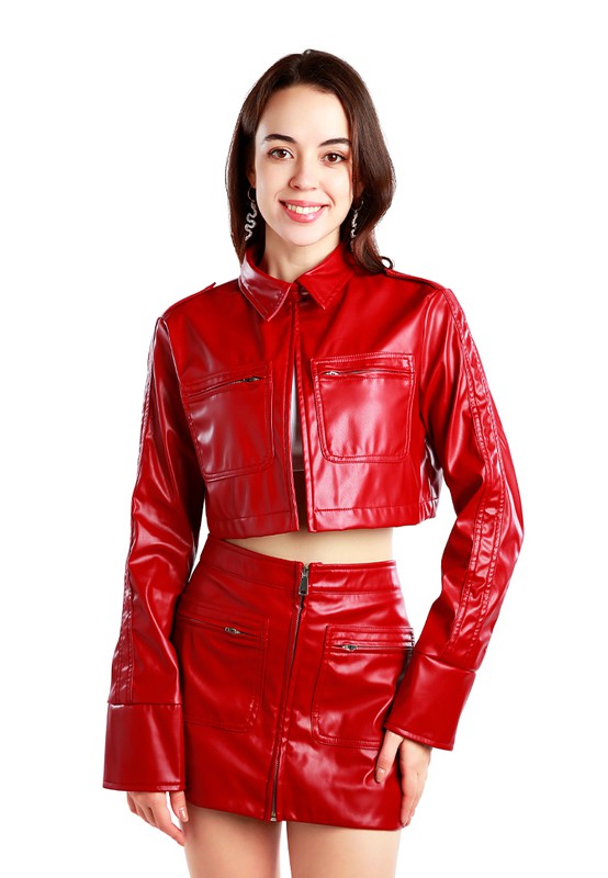 Faux Leather Crop Jacket Rag Company