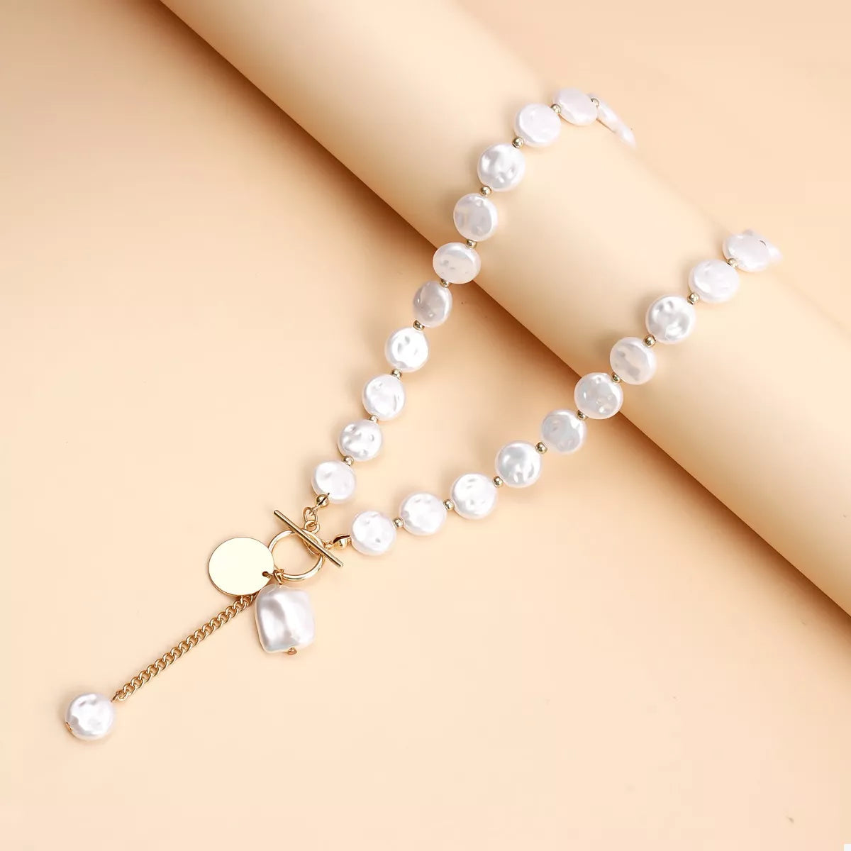 18K Gold-Plated Pearl Drop Necklace 