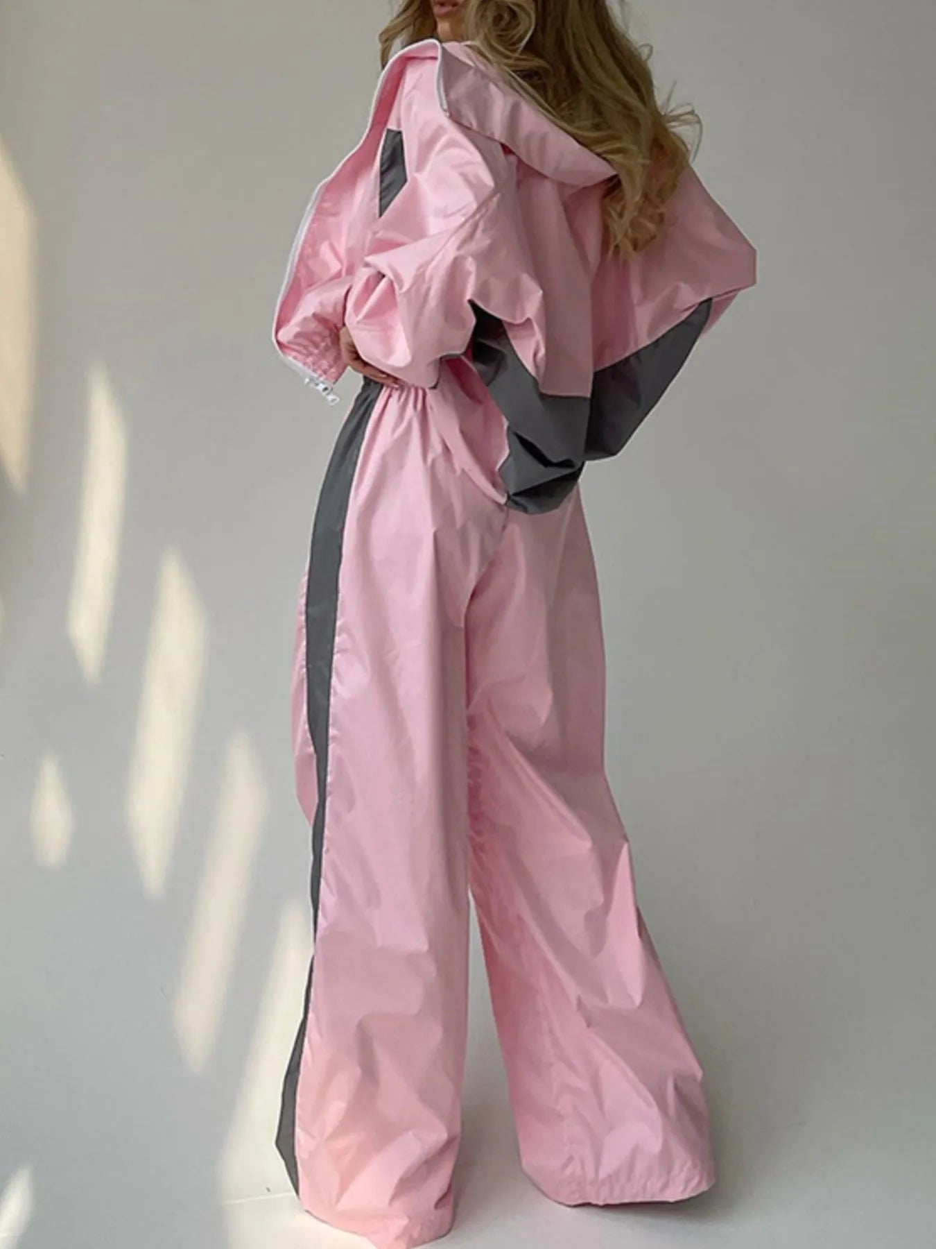 Zip Up Long Sleeve Top and Pants Set Trendsi