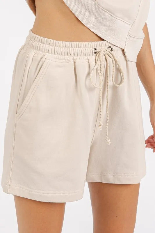 Mittoshop French Terry Crew Neck Top and Shorts Set 
